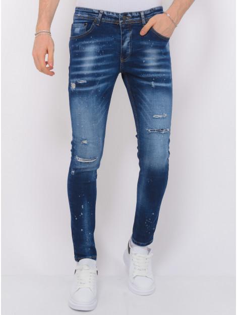 Local Fanatic Paint splatter ripped jeans slim fit