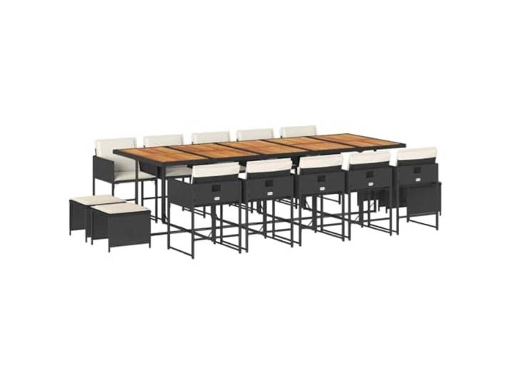 PUGYNBK Esszimmer-Set für den Garten, 15-teilig, synthetisches Rattan, Schwarz