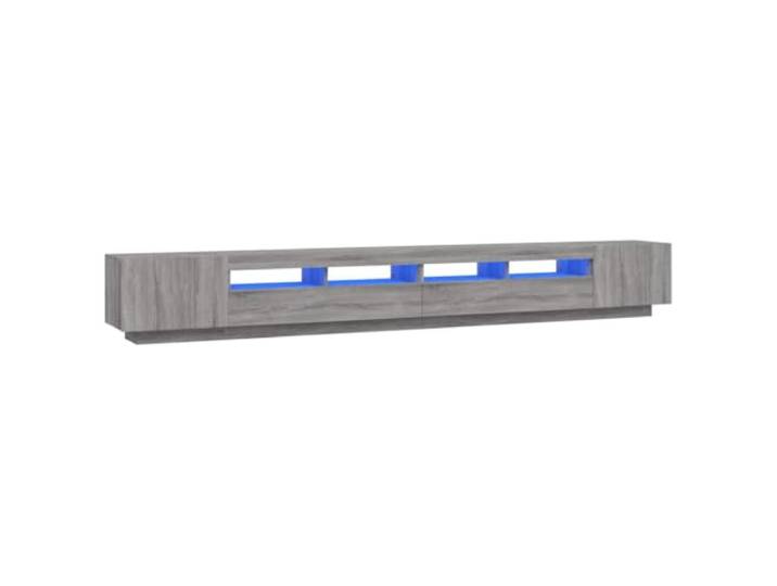 GKHPYURE TV-Möbel-Set 3-teilig Grau Sonoma Holz mehrschichtig mit RGB LED Leuchten Holz Multiplex Grau Sonoma Grau 100x35x40 cm USB Anschluss Stauraum