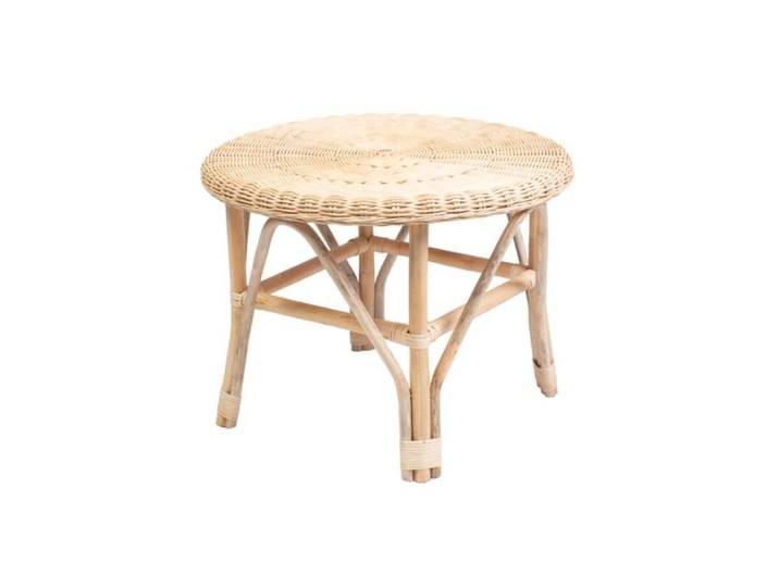 Table basse ronde vintage en rotin 57x60