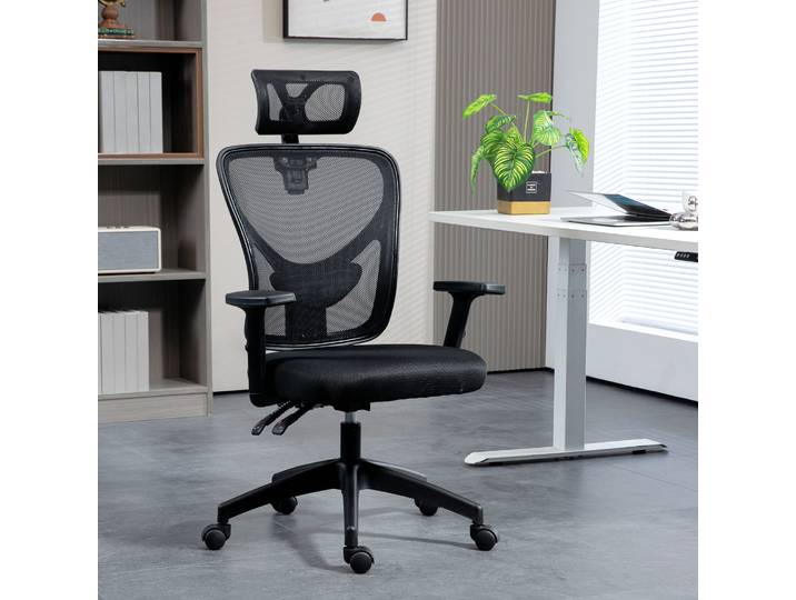 Vinsetto Fauteuil Bureau Pivotant Noir Ergonomique
