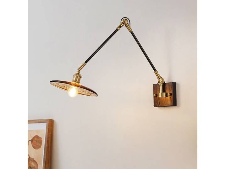 Lampe murale rétro en cuivre avec abat-jour en verre pour chambre à coucher, chevet, bureau, salon, cuisine, restaurant, décoration