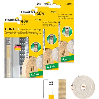 Reparatur-Set SCHELLENBERG "Rollladen Gurtfix für das Rollladensystem Mini", beige, 3 Stk., Reparatur-Sets, für alte Gurtbänder in unterschiedlichen Farben, 14 mm x 4,3 m