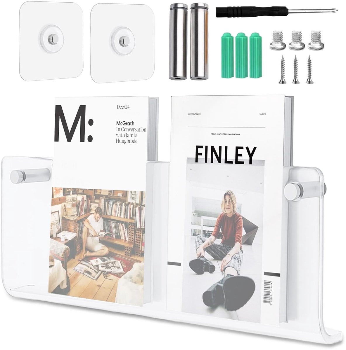 Dailygoods Brochurehouder muur 40 cm - Acryl Tijdschriftenhouder en Krantenstandaard