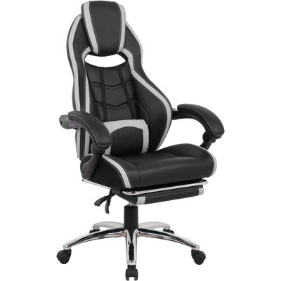 Gaming-Stuhl OTTO HOME "Sprinta 1, Chefsessel mit ausziehbarer Fußstütze", schwarz-weiß (schwarz, weiß), B:71cm H:120cm T:69cm, Stühle, Gaming-Stuhl, komfortabel gepolstert mit vielen ergonomischen Funktionen