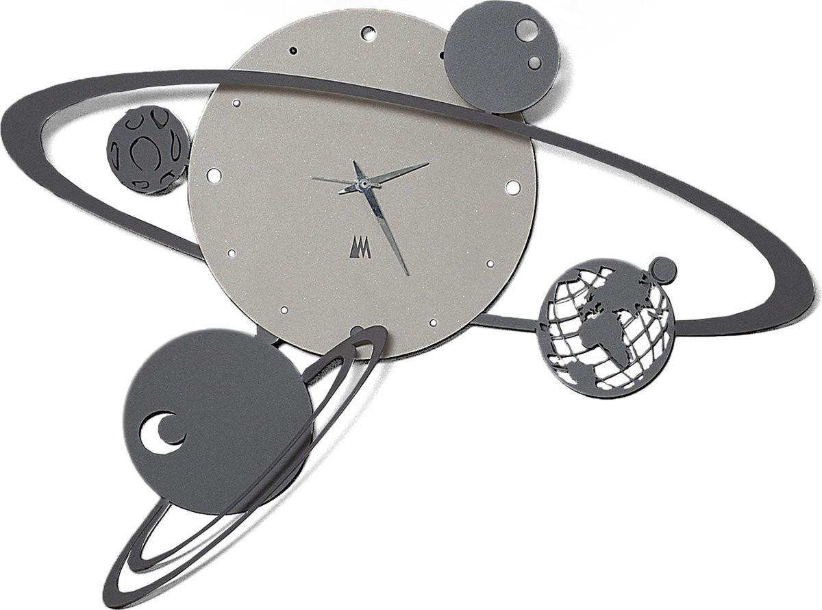 Arti & Mestieri Wandklok met Planeten en Aarde - Handgemaakt IJzer - 50 cm lang
