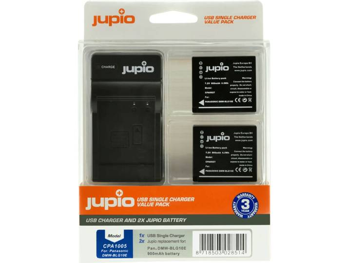 Jupio Kit: 2x Battery DMW-BLG10E + USB Single Charger