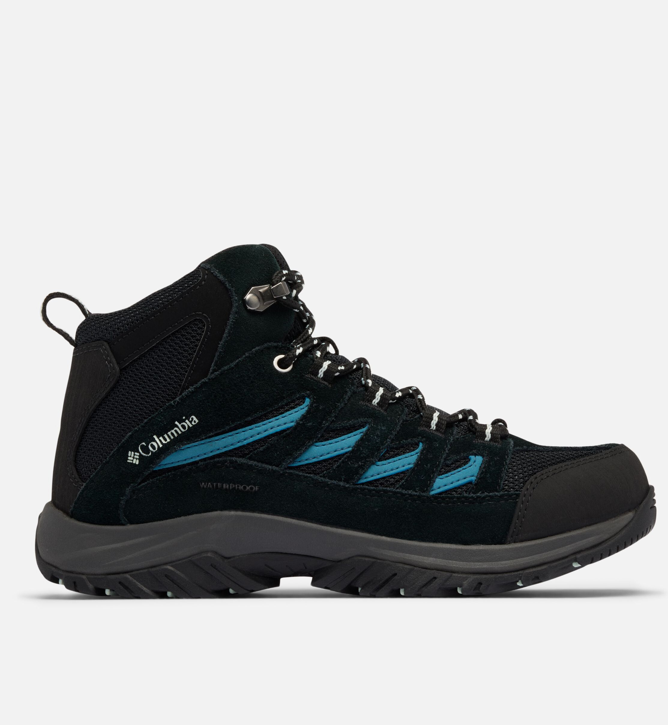 Wanderschuh COLUMBIA "CRESTWOOD™ MID WATERPROOF", Damen, Gr. 39, Synthetik, schwarz (schwarz, skylight), Mesh, Synthetik, Schuhe Wanderschuh, wasserdicht schwarz, skylight 39, Synthetik