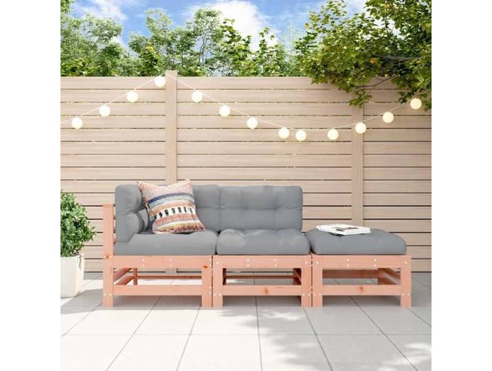 Salon de Jardin 3 pcs Canapés avec Repose-pieds Sièges avec Dossier et Accoudoir Meubles de Terrasse Patio Bois 825651