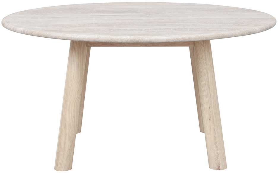 Pharao24.de Couchtisch mit beiger Marmorplatte Gestell in Eiche White Wash