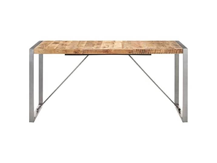 KGHERMDF Esstisch 160x80x75 cm Massivholz Mangoholz Raues Tropenholz, Pulverbeschichtete Stahlbeine, Stabil, Langlebig, Industrieller Stil