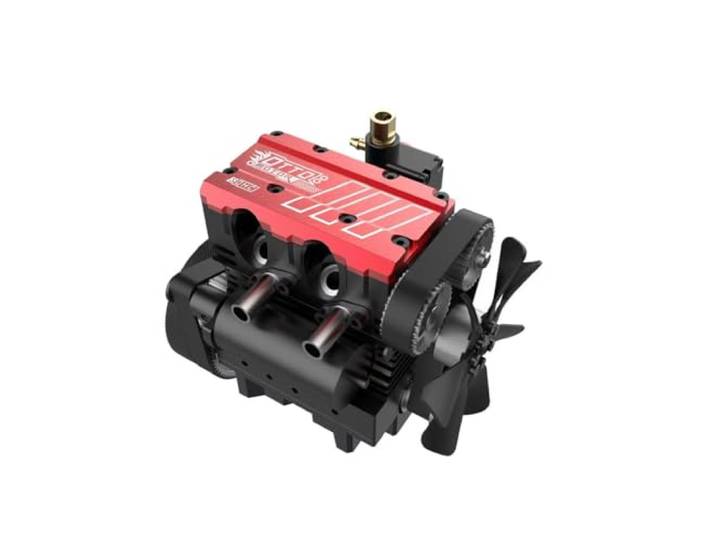 Verbrennungsmotor Modellbau, FS L200AC 7cc 2-Zylinder Viertaktmotor Luftgekühlter Motor Modell, Metall Engine Kit für Technikbegeisterte DIY Experiment Lernspielzeug