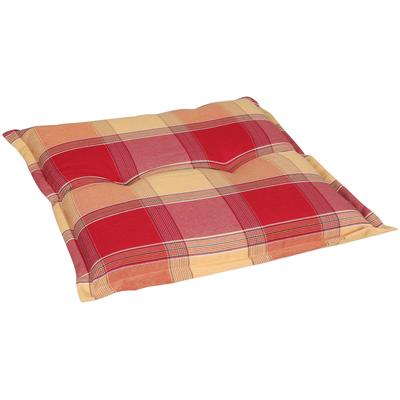 Hockerauflage GO-DE, gelb (gelb, rot), B:50cm H:7cm T:50cm, Obermaterial: 50% Baumwolle, 50% Polyester, Polsterauflagen