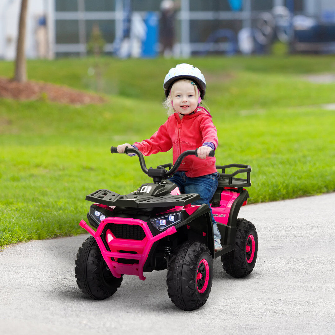 HOMCOM AIYAPLAY 12V Kids Quad Bike w/ 4 Suspension Wheels, for 3-5 Years Pink 1
