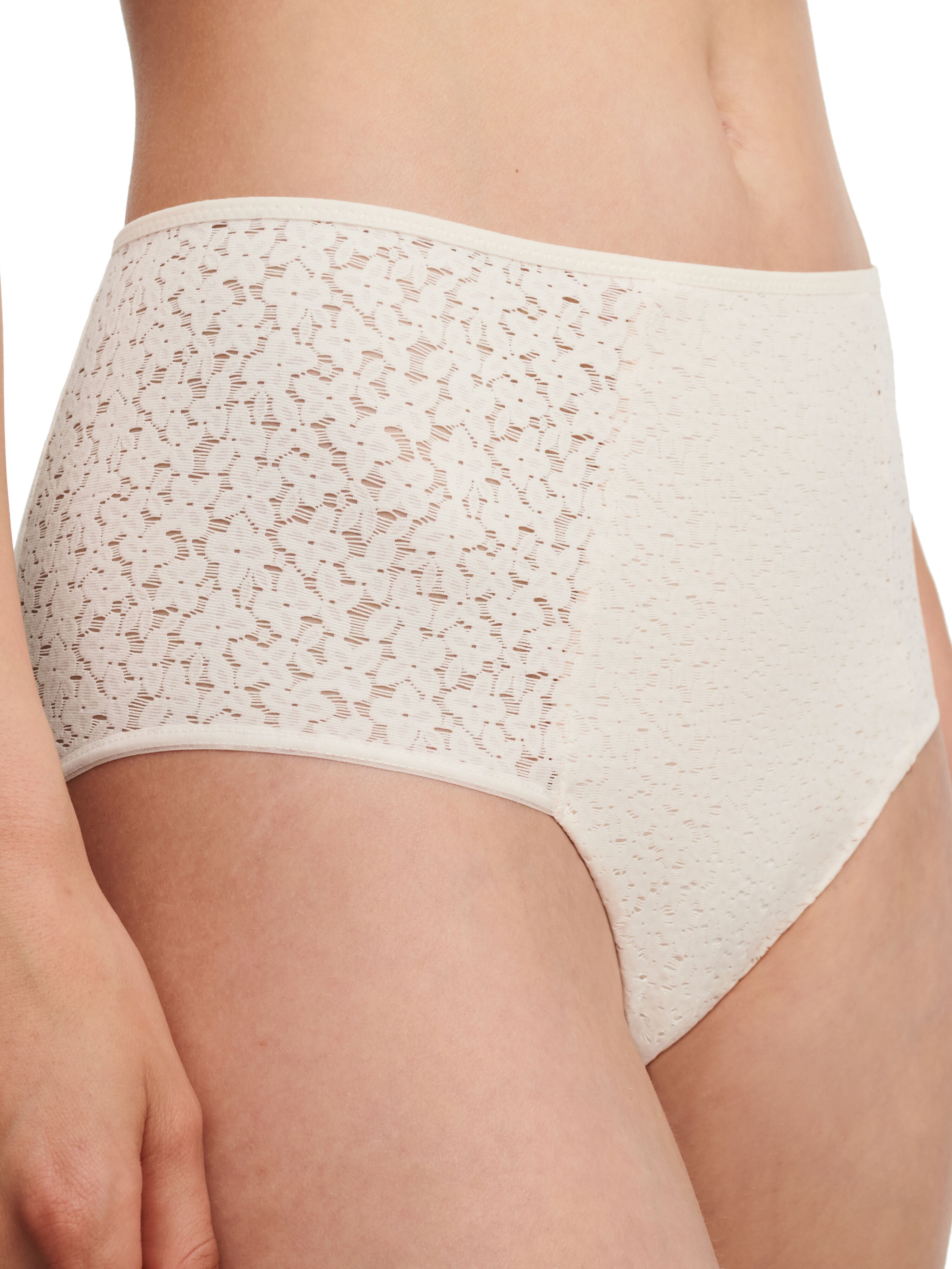 Taillenslip CHANTELLE "NORAH", Damen, Gr. 48, beige (talc), Obermaterial: 72% Polyamid, 28% Elasthan, körpernah, Unterhosen Taillenslip, florale Spitze, weiche Materialien talc 48