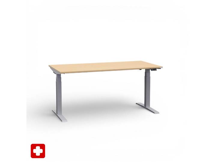 Ergonomischer Schreibtisch el. höhenverstellbar Tradingzone GO Swiss 160x80 cm, Buche/Silbergrau, Neu, Tisch - ideal fürs Homeoffice oder Büro