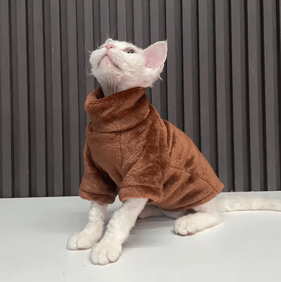 Inspire Curations CozyPaws Turtleneck Winter Sweater For Hairless Cats & Small Dogs drak Coffee xs