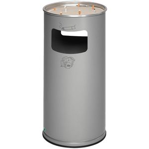 VAR Aschenbecher H70K, 3054, silber, für Outdoor, 2in1, Aschenbecher & Mülleimer aus Metall, 32 x 70cm, 38 Liter