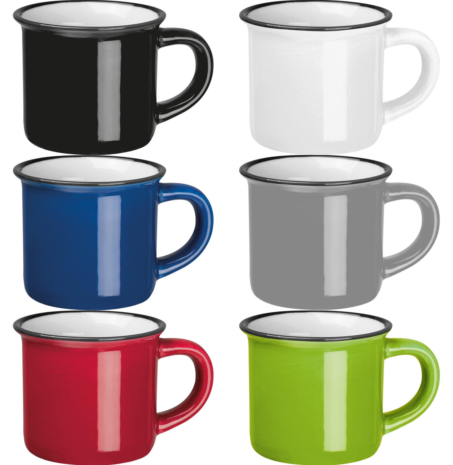 Dripio Set van 6 Keramische Espressokopjes in Retro-stijl, 60 ml, Kleurmix