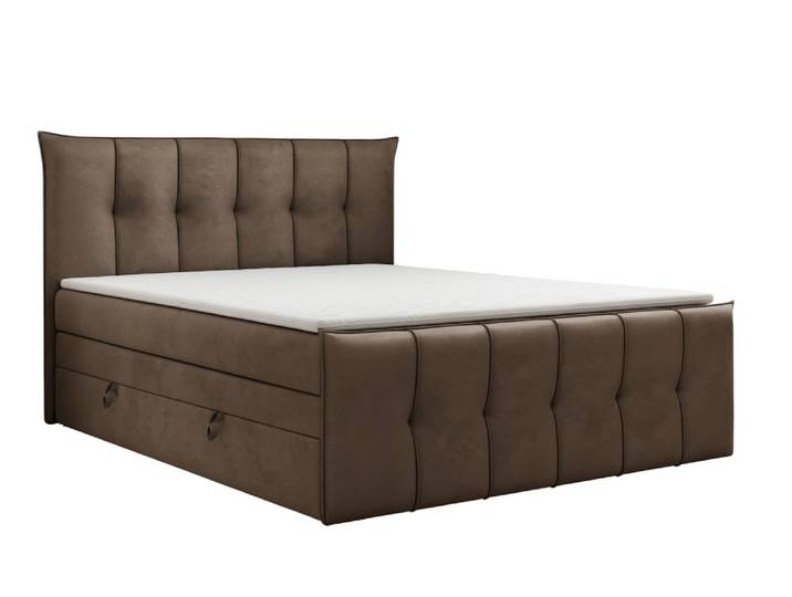 Lit continental avec rangement, marron 140x200 cm