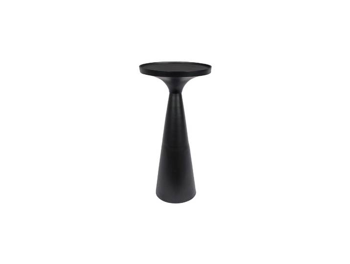 Table d'appoint en aluminium noir, plateau rond, base moulée - Zu