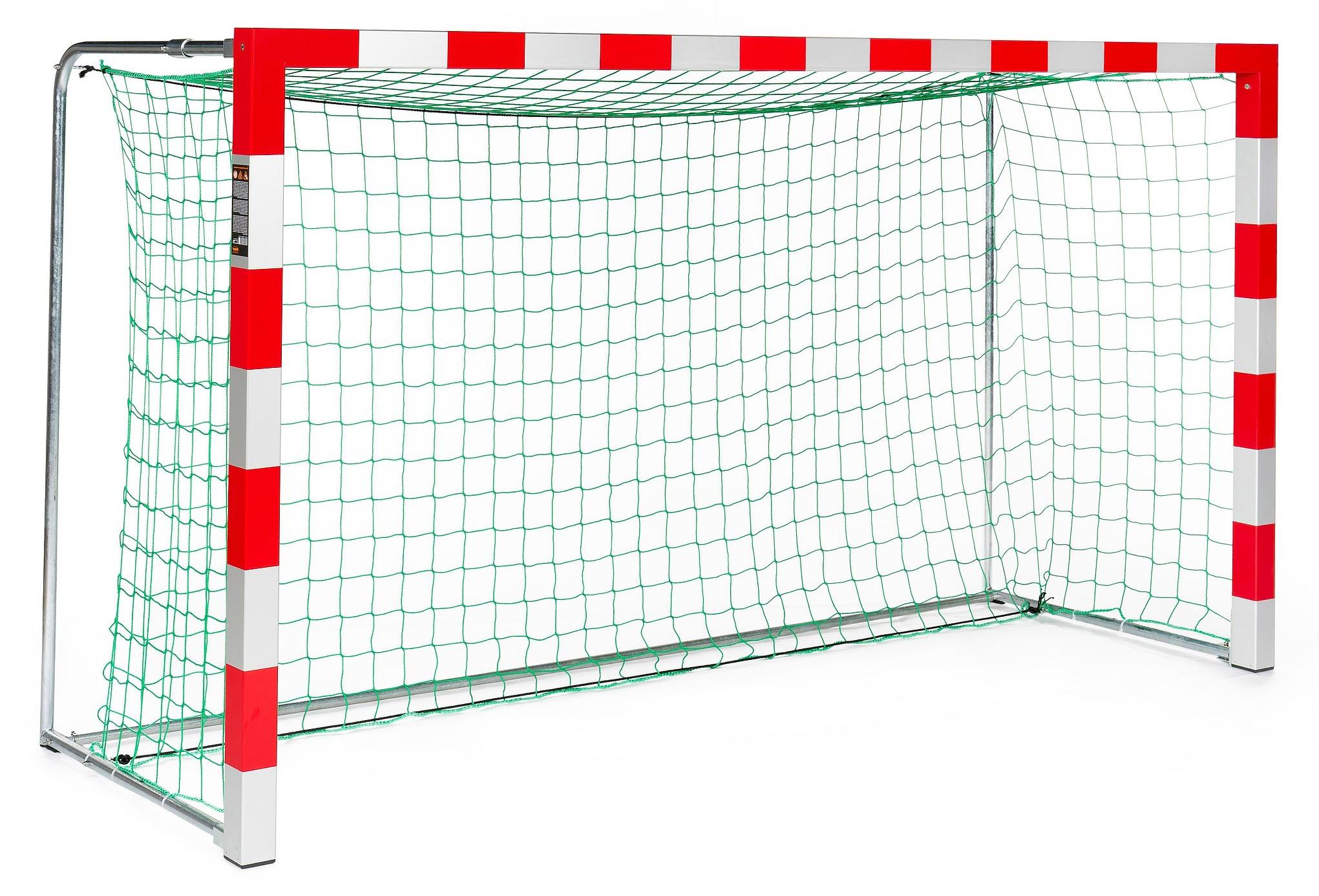 Sport-Thieme Handballtor frei stehend, 3x1,60 m, Rot-Silber, Alu-Gussformteil-Eckverbindung