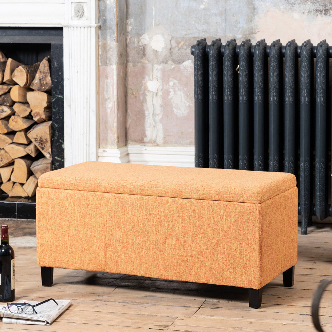 Latitude Run Ahri 98cm Wide Rectangle Solid Colour Standard Ottoman with Storage Orange 45cm H X 98cm W X 45cm D