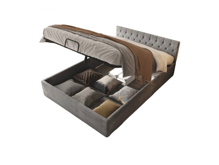 Okwish Polsterbett 140/200 cm Grau hydraulisches Bett mit Stauraum, 140x200 cm, Schlafzimmer, Betten, Polsterbetten