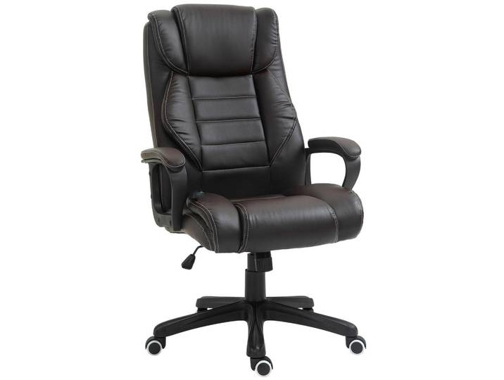 Vinsetto Bürostuhl mit Massagefunktion, höhenverstellbar, 6 Vibrationspunkte, Braun, Kunststoff, 64x120x74 cm, Büromöbel, Bürostühle, Drehstuhl