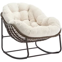 STILVORA Outdoor-Schaukelstuhl Stahl/Kunst-Rattan Weiß 90x106x78cm, ergonomisch