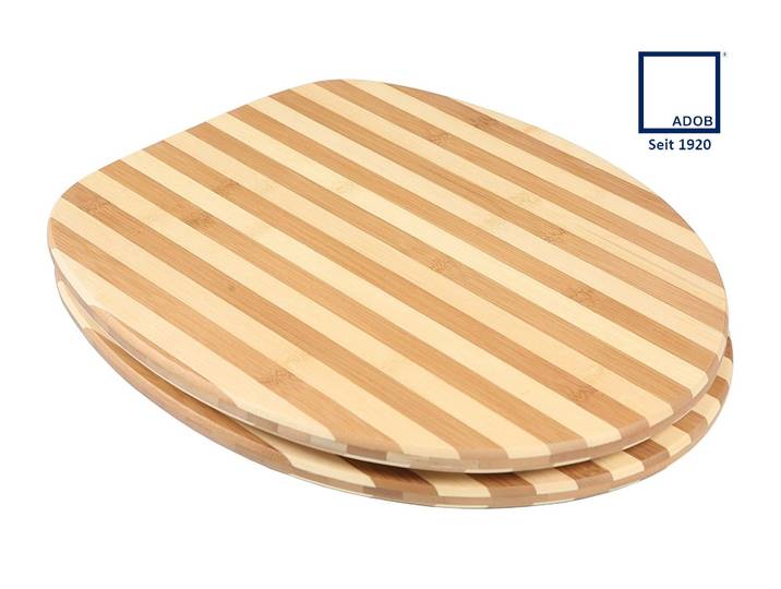 WC-Sitz ADOB Bambus , braun (gestreift), B:37cm H:5,8cm L:44,5cm, Holz teilmassiv, WC-Sitze, WC-Sitz, geeignet für alle handelsüblichen WC's