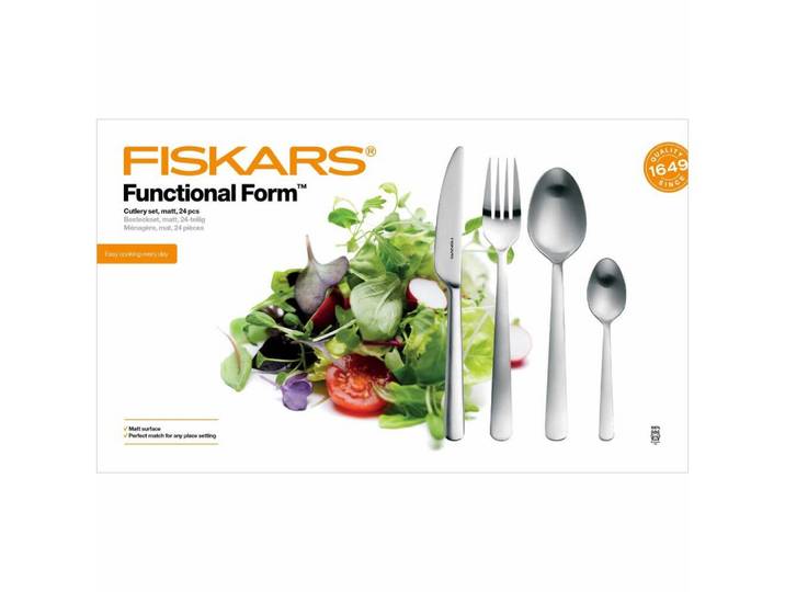 Fiskars Besteck-Set Functional Form 24-tlg. Edelstahl Matt 1002961 (24-tlg), Edelstahl, matt
