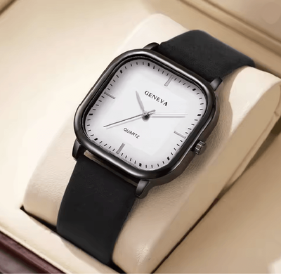 Inspire Essentials Square Minimalist Leather Strap Quartz Watch For Men c