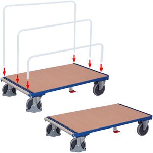 VARIOfit Plattenwagen sw-1284, Gummireifen, ohne Rohrbügel, 1600 x 800 mm, Tragkraft 500 kg