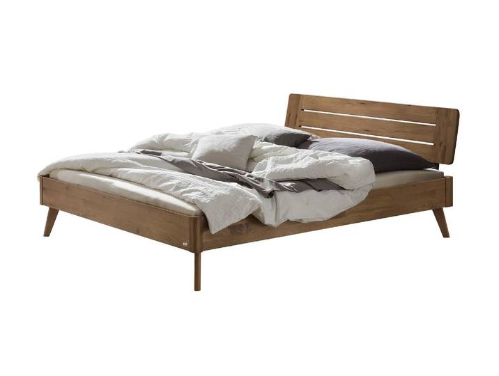 Bettgestell, Wildeiche Massivholz, Braun, 146×216 cm, Modern, Hasena