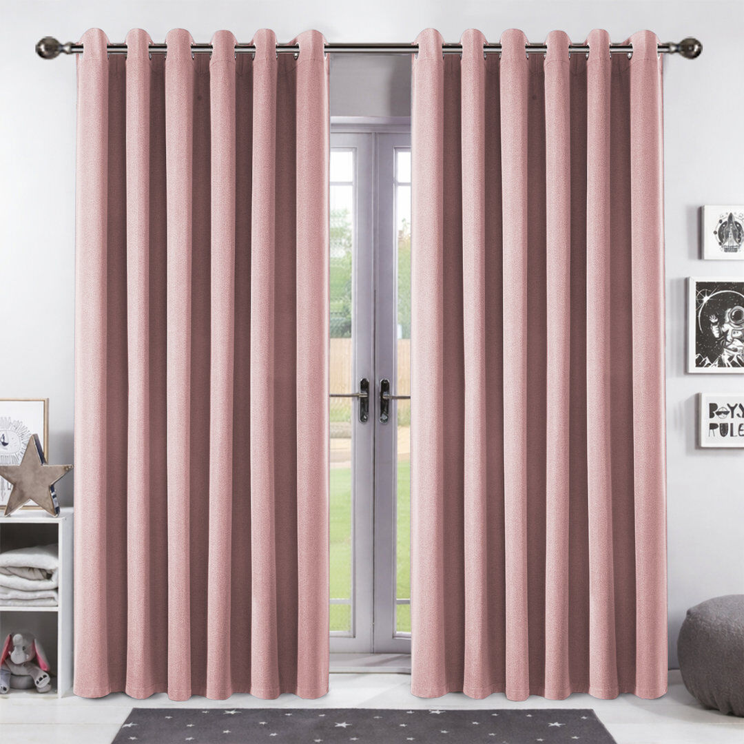 Aspire Homeware Linen 100% Blackout Curtain Pair for Maximum Privacy and Light Control Blush 168cm Width x 228cm Drop