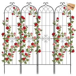 VEVOR Rankgitter, 220x52,5cm 4er-Pack, Metall Rankhilfe mit Pulverbeschichteter Oberfläche & Verriegelungsmechanismus, Kletterhilfe, Garten Spalier, Pflanzengitter für Blumen, Gemüse & Rosen