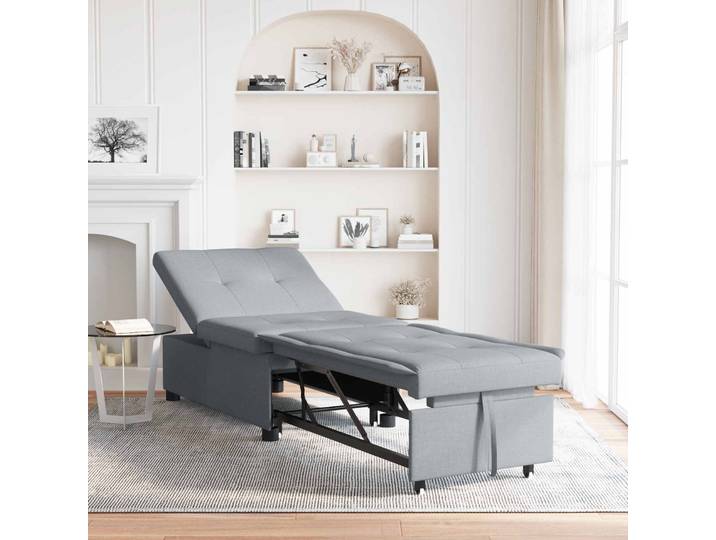 vidaXL Pull Out Sofa Bed Hellgrau 194 x 50 x 82 cm Stoff