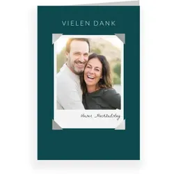 Dankeskarte Silberhochzeit: Portrait mit Foto in Grün