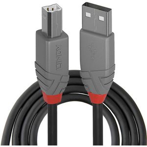 Lindy USB-Kabel 36675 Anthra Line, USB 2.0, 5 m, Anschlusskabel, A Stecker / B Stecker