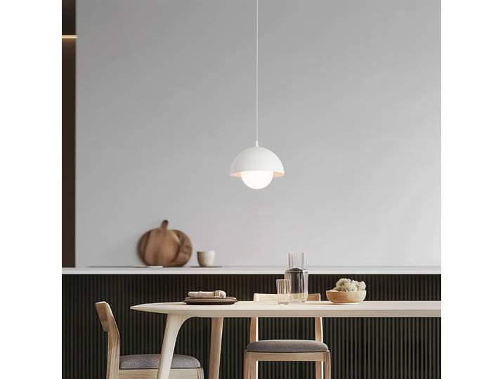 Hide Pendelleuchte, Ø 22 cm, weiß, E14, Alu/Glas - NOLA - Wohnzimmer - Skandinavisch - Aluminium - Einflammig