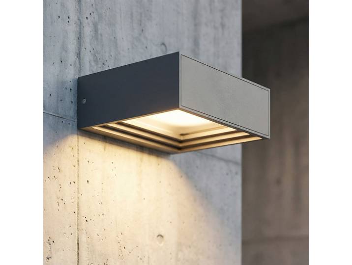 Applique murale LED Ashkan, anthracite, IP65 - Lucande - Moderne - Métal - Angulaire