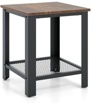 Costway Industrial End Table 2-Tier Side Table-Black