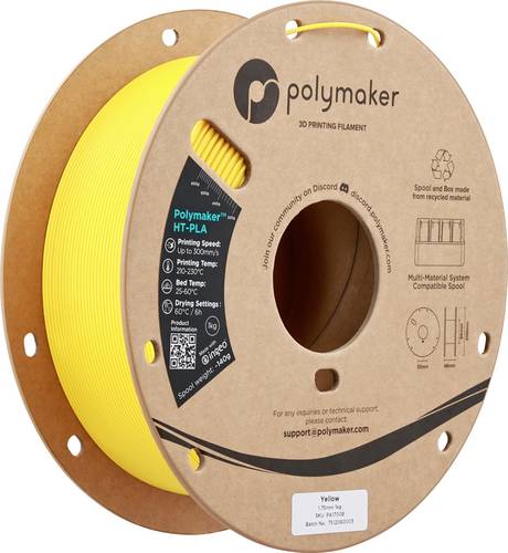 Polymaker PA17008 HT-PLA Filament PLA, HT-PLA hitzebeständig, Highspeed Filament 1.75mm 1000g Gelb, Yellow 1St.