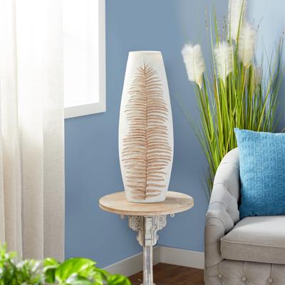 ARCILLA ELEMENTAL White Polystone Leaf Decorative Vase