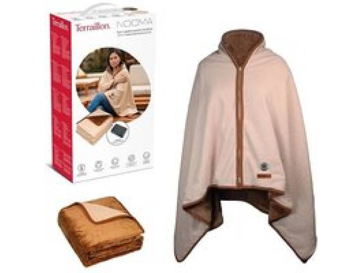 Pid Chauffant Format Poncho pour Intérieur et Extérieur Batterie incluse Autonomie 3h Caramel Cir COUVERTURE CHAUFFANTE