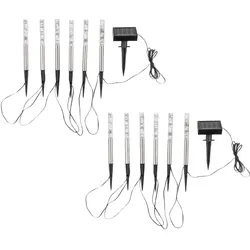 Casativo, Gartenbeleuchtung, 2er-Set Solar LED Leuchtstäbe Bubbles: Farbwechsel Gartenleuchten mit Erdspiess (IP44)