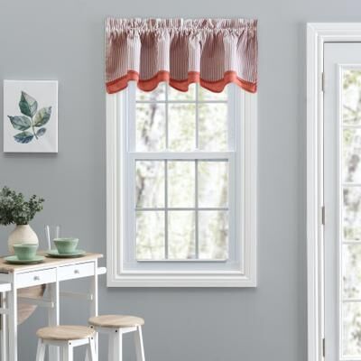 Plaza Stripe 2 Fabric Bradford Valance by Plaza Stripe in Brick