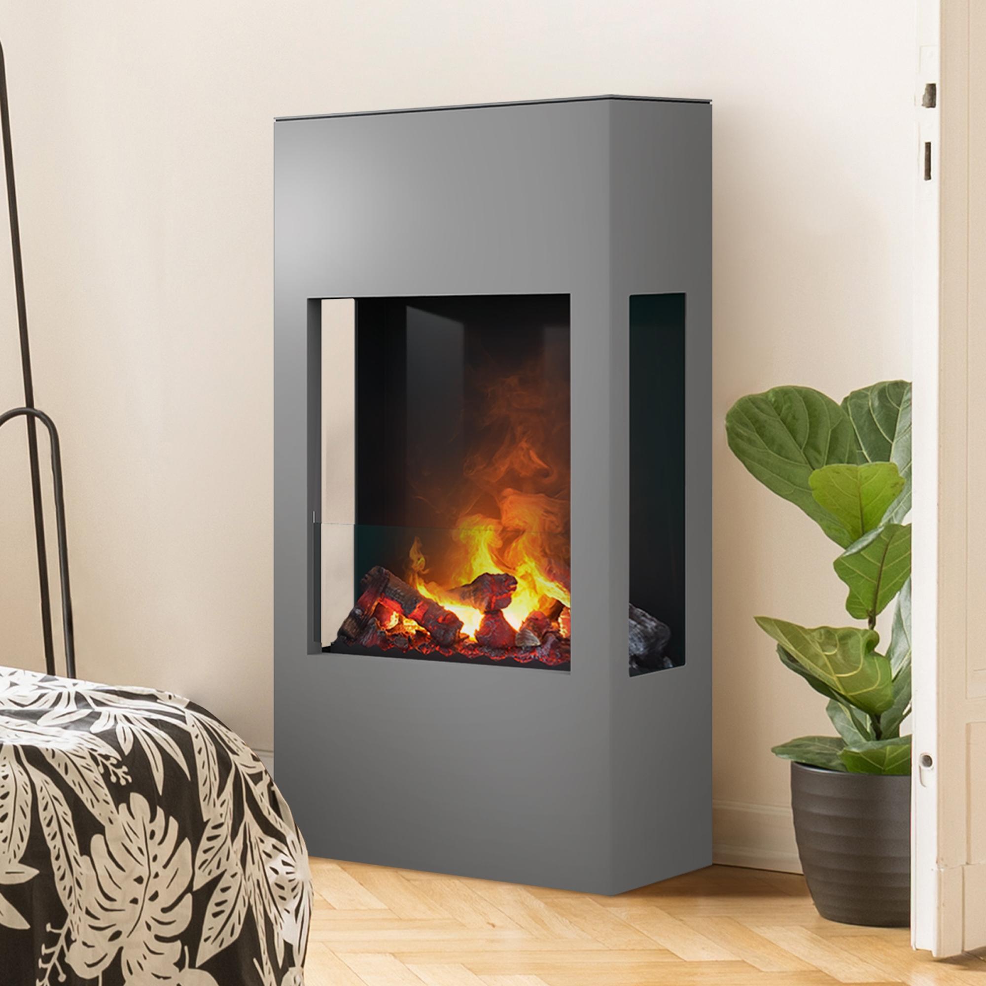 muenkel design prism 620 [Elektrokamin Opti-myst, 3-seitige Sicht]: Graualuminium