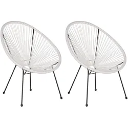 RATTANSTUHL 2er-SET Kunststoff weiß 70 cm Acapulco II